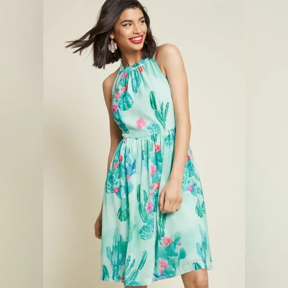 slim fit dress slacks New Modcloth Green Palm Leaf 